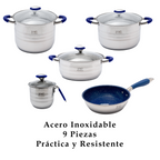 Batería de cocina UYO 9pzas, Acero Inoxidable – close-up