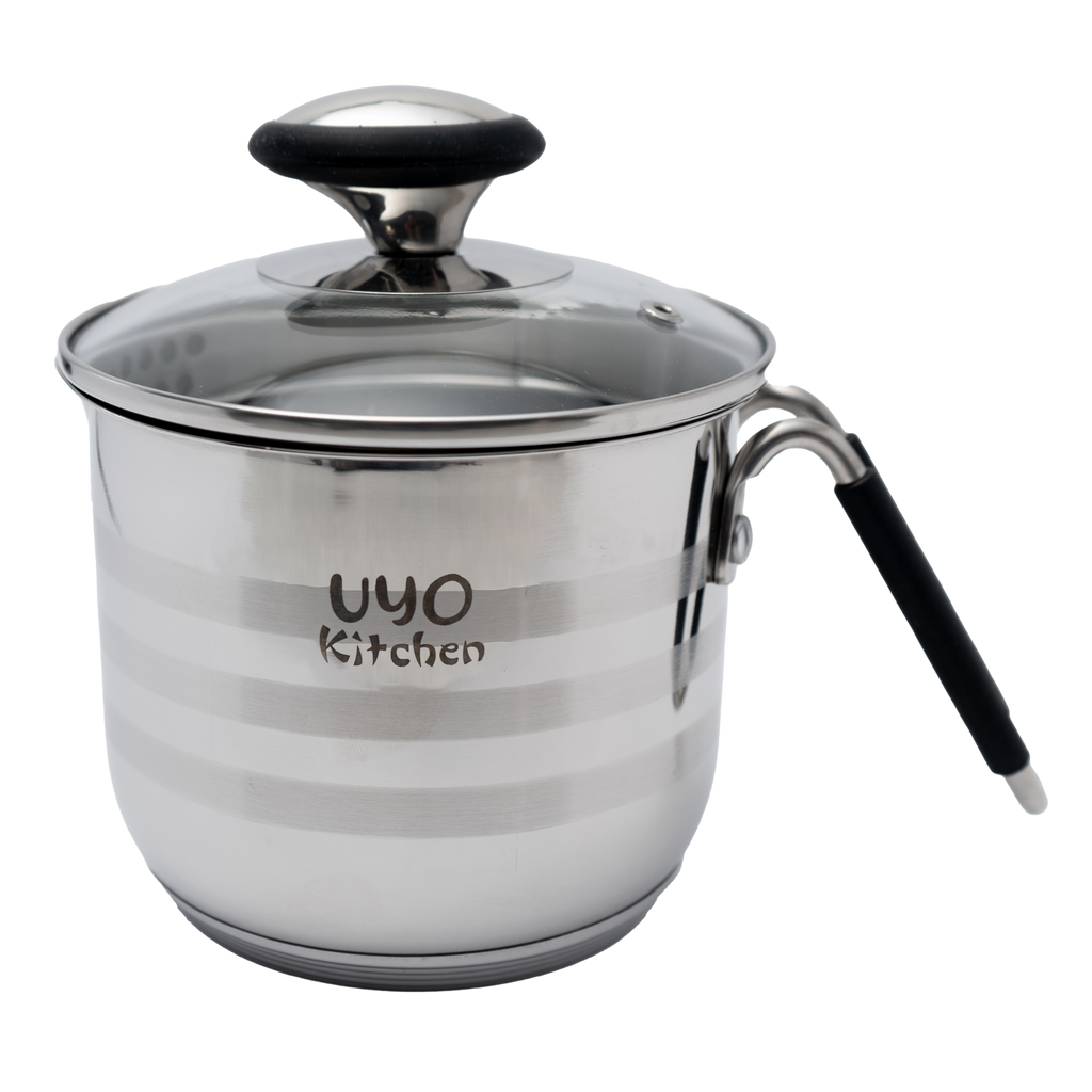 Batería de cocina UYO 9pzas, Acero Inoxidable – en uso