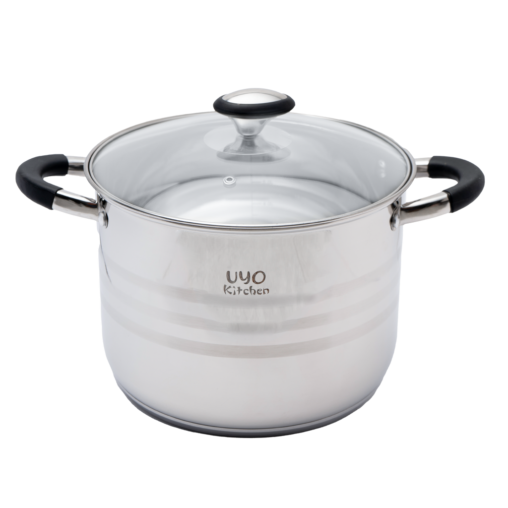 Batería de cocina UYO 9pzas, Acero Inoxidable – vista lateral