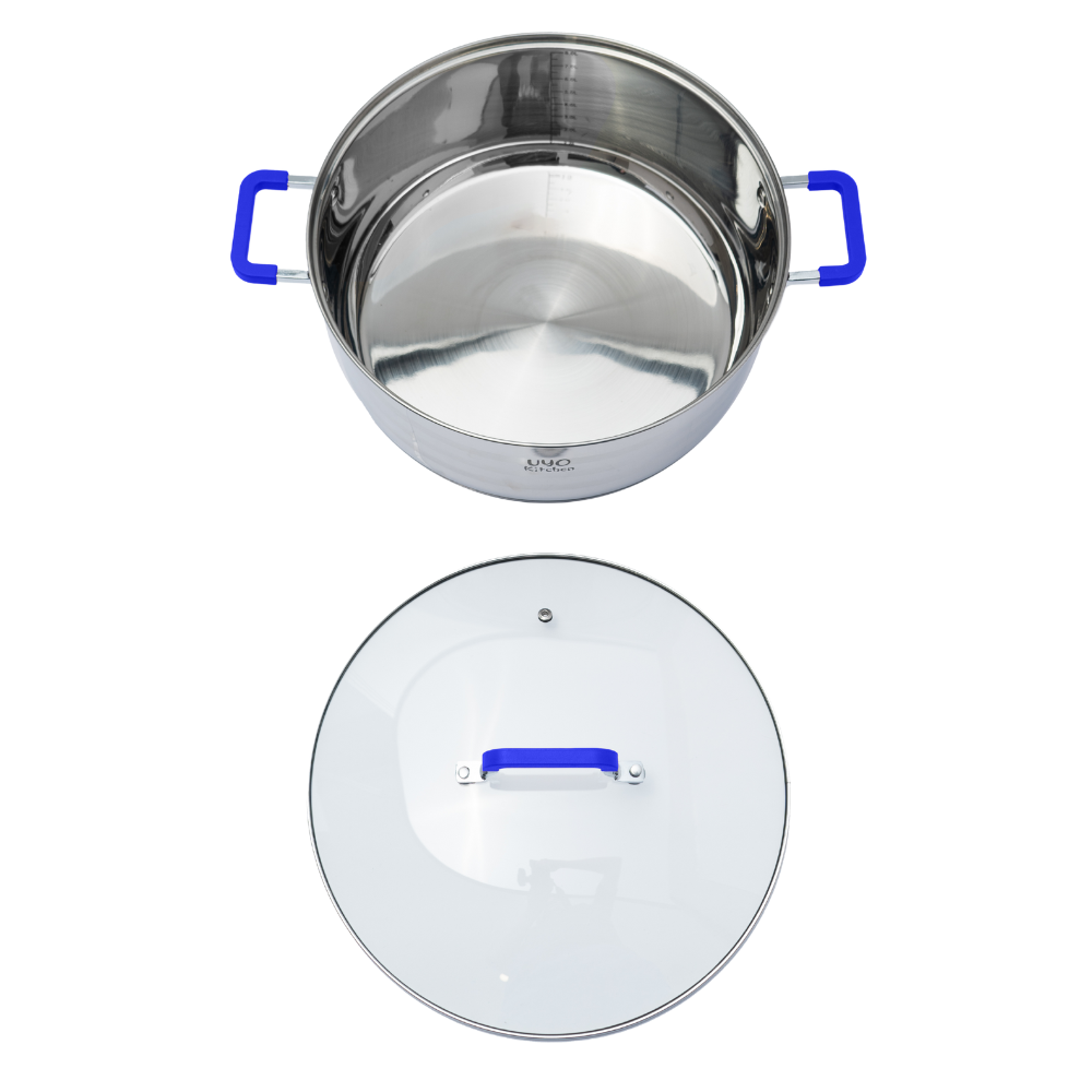 Batería de cocina UYO 2Ollas, Acero Inoxidable – ángulo superior