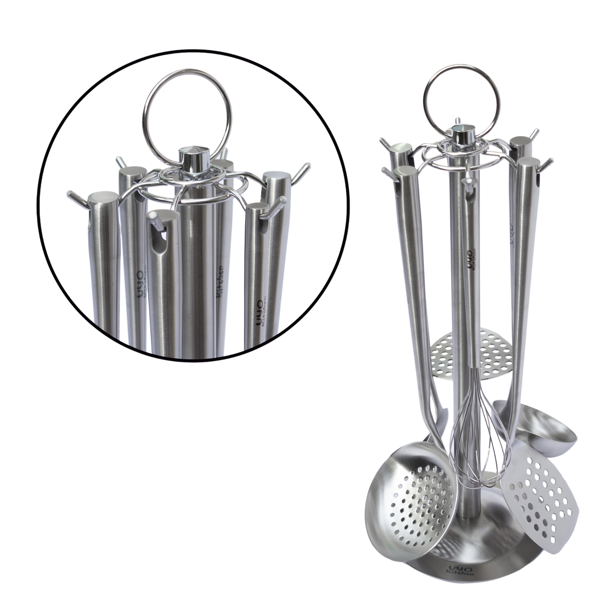 Utensilios UYO 7pzas, Acero Inoxidable – vista lateral