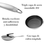 Sartén UYO 28cm Acero Inoxidable, Tapa – detalle