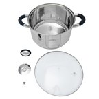 Batería de cocina UYO 9pzas, Acero Inoxidable – ángulo superior