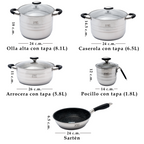 Batería de cocina UYO 9pzas, Acero Inoxidable – conjunto