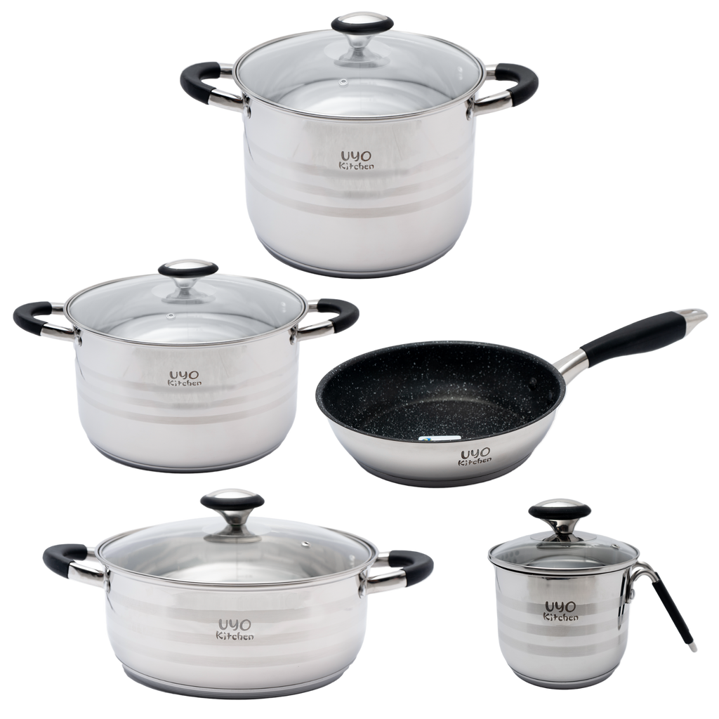 Batería de cocina UYO 9pzas, Acero Inoxidable – vista principal