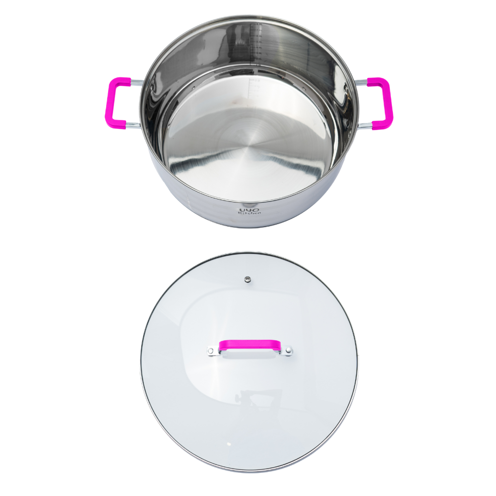 Batería de cocina UYO 2Ollas, Acero Inoxidable – ángulo superior