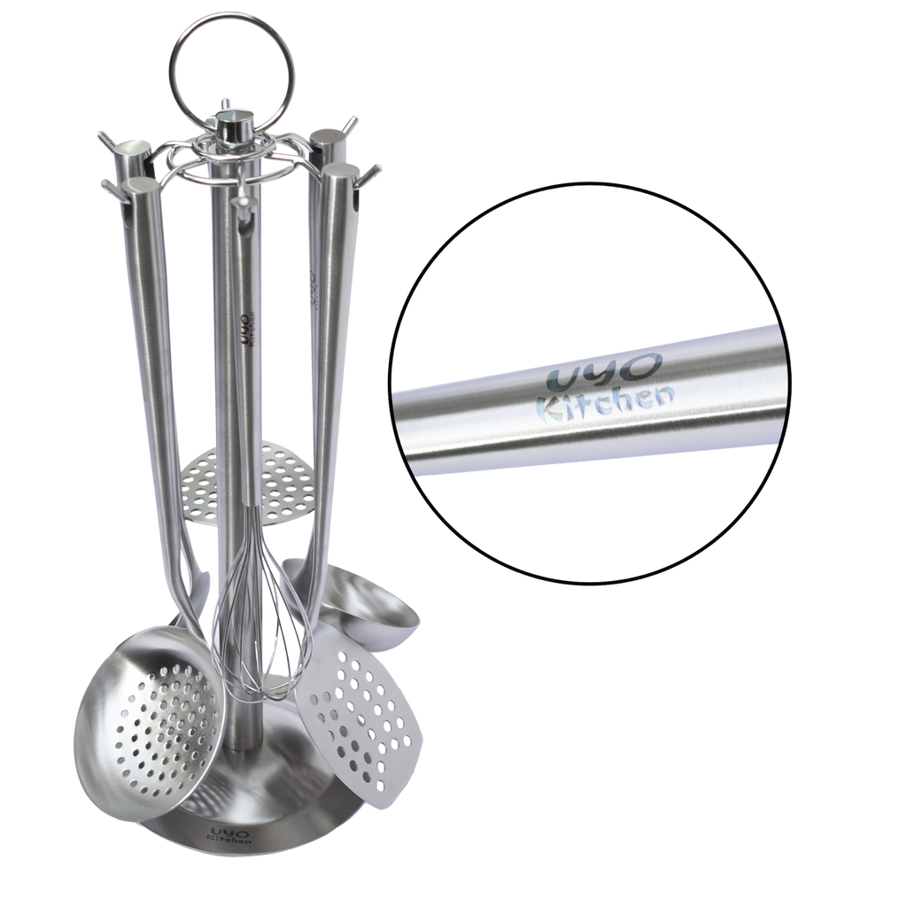 Utensilios UYO 7pzas, Acero Inoxidable – detalle