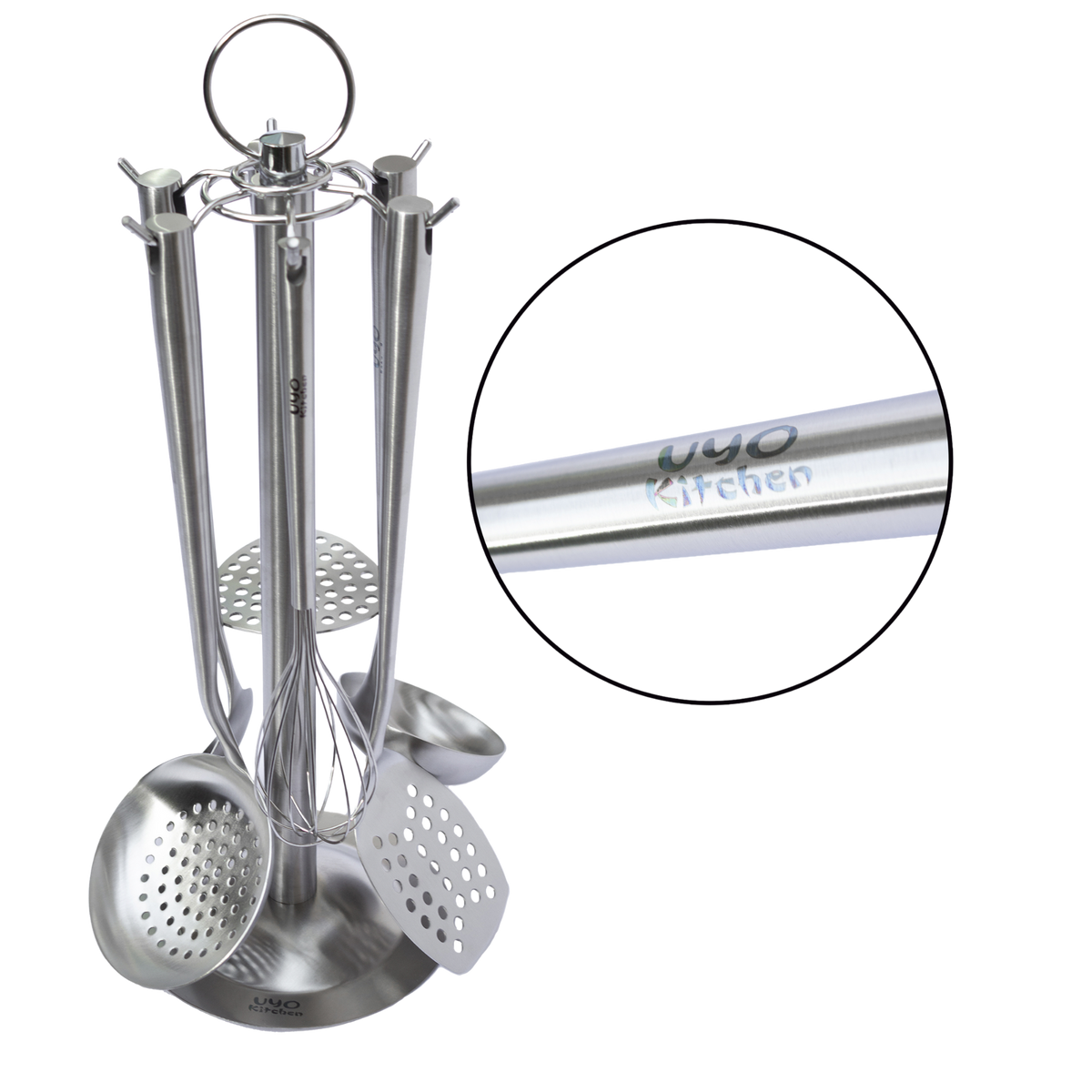 Utensilios UYO 7pzas, Acero Inoxidable – detalle