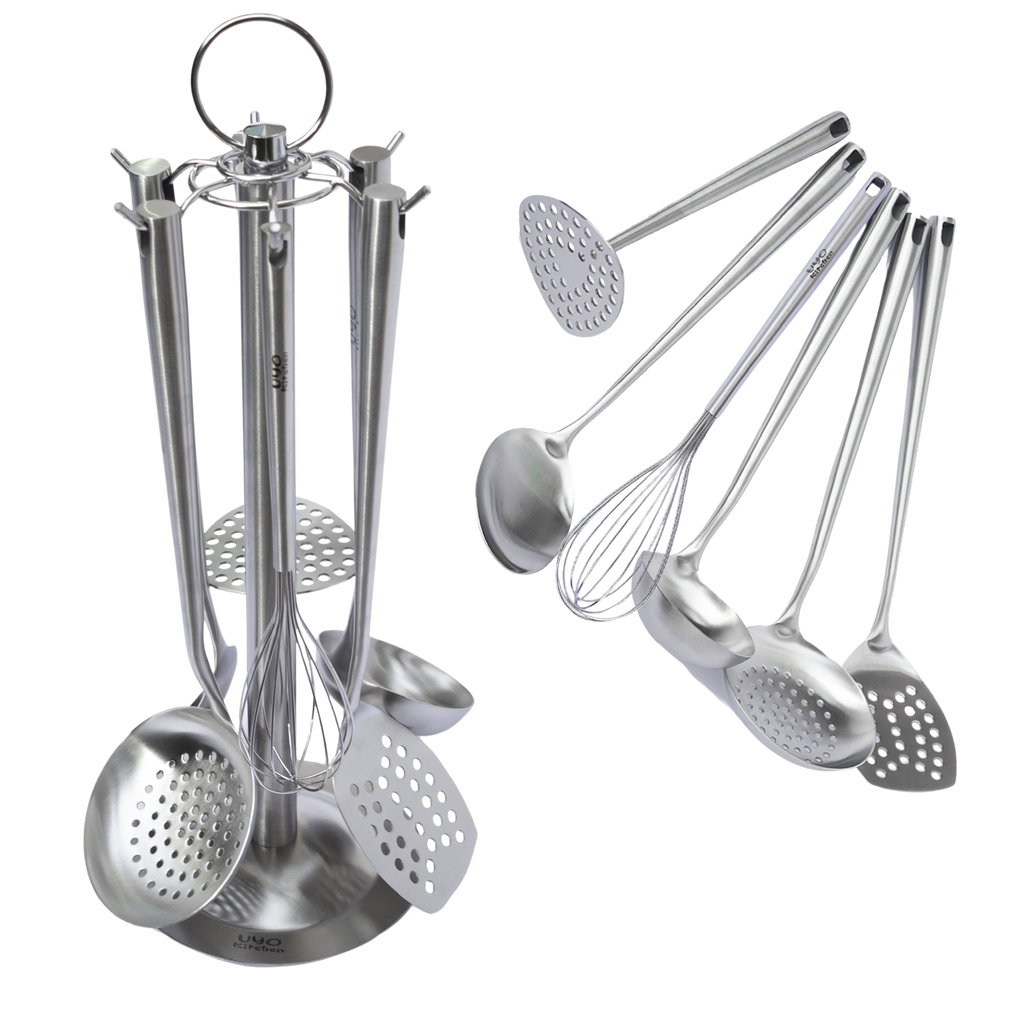Utensilios UYO 7pzas, Acero Inoxidable – vista trasera