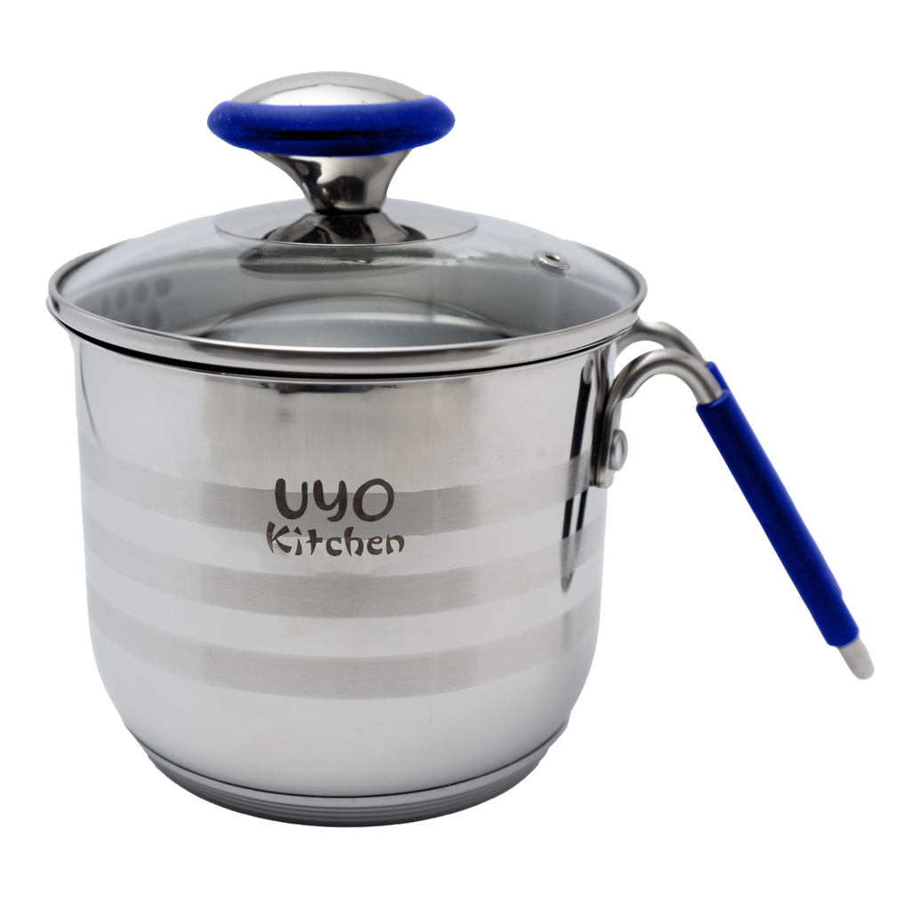 Batería de cocina UYO 9pzas, Acero Inoxidable – en uso