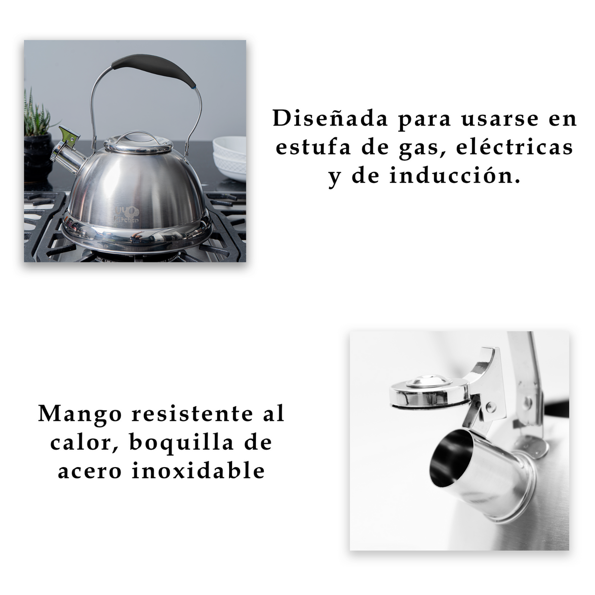 Tetera UYO 3L Acero, Silicón – vista trasera