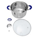 Batería de cocina UYO 9pzas, Acero Inoxidable – ángulo superior