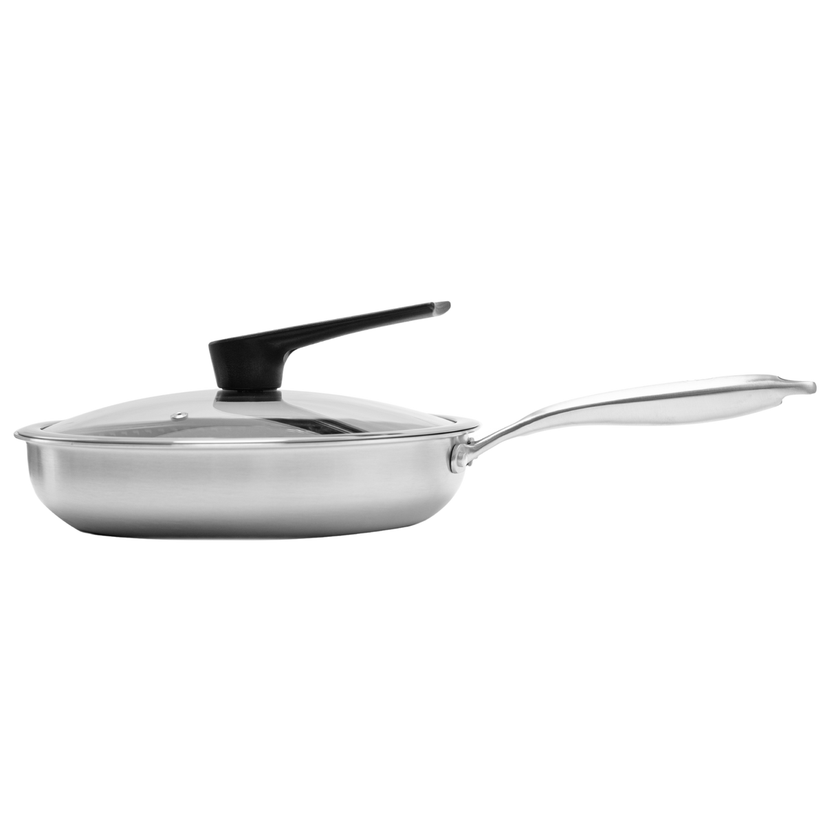 Sartén UYO 28cm Acero Inoxidable, Tapa – en uso