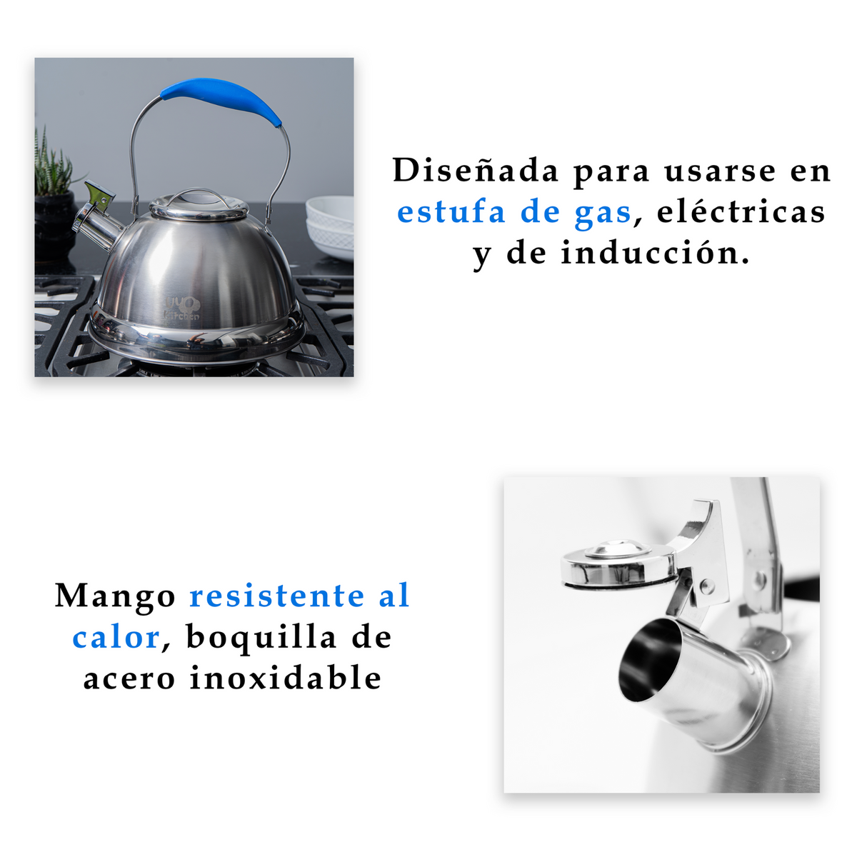 Tetera UYO 3L Acero, Silicón – packaging