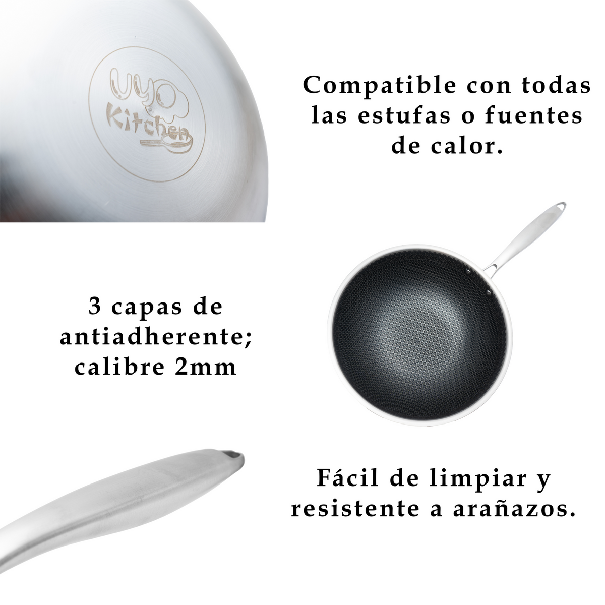 Wok UYO 30cm Antiadherente – ángulo superior