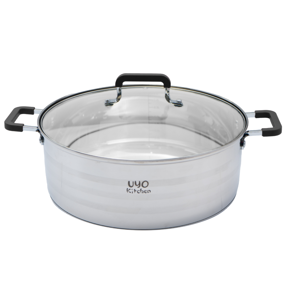 Batería de cocina UYO 2Ollas, Acero Inoxidable – ángulo superior