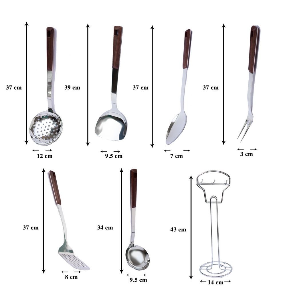 Utensilios UYO 7pzas, Acero Inoxidable – vista lateral