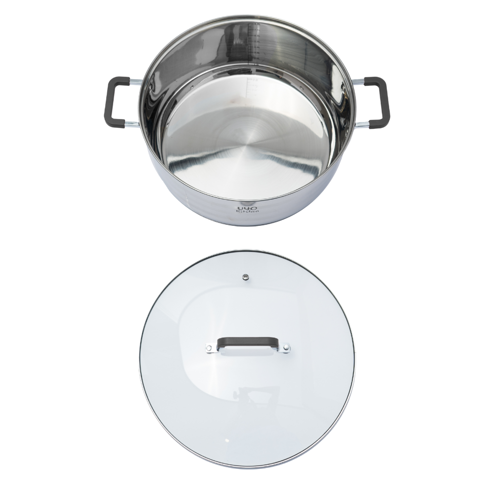 Batería de cocina UYO 2Ollas, Acero Inoxidable – ángulo inferior