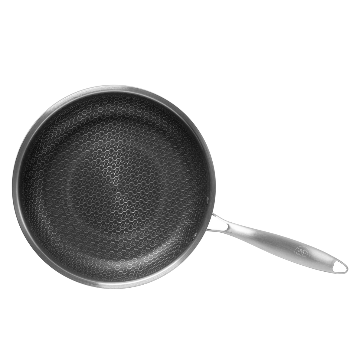 Sartén UYO 28cm Acero Inoxidable, Tapa – vista lateral