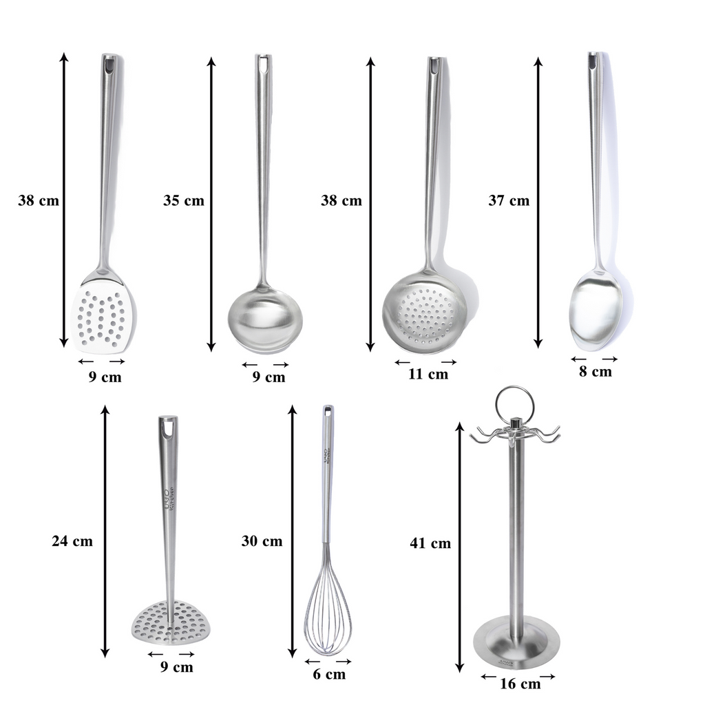 Utensilios UYO 7pzas, Acero Inoxidable – en uso