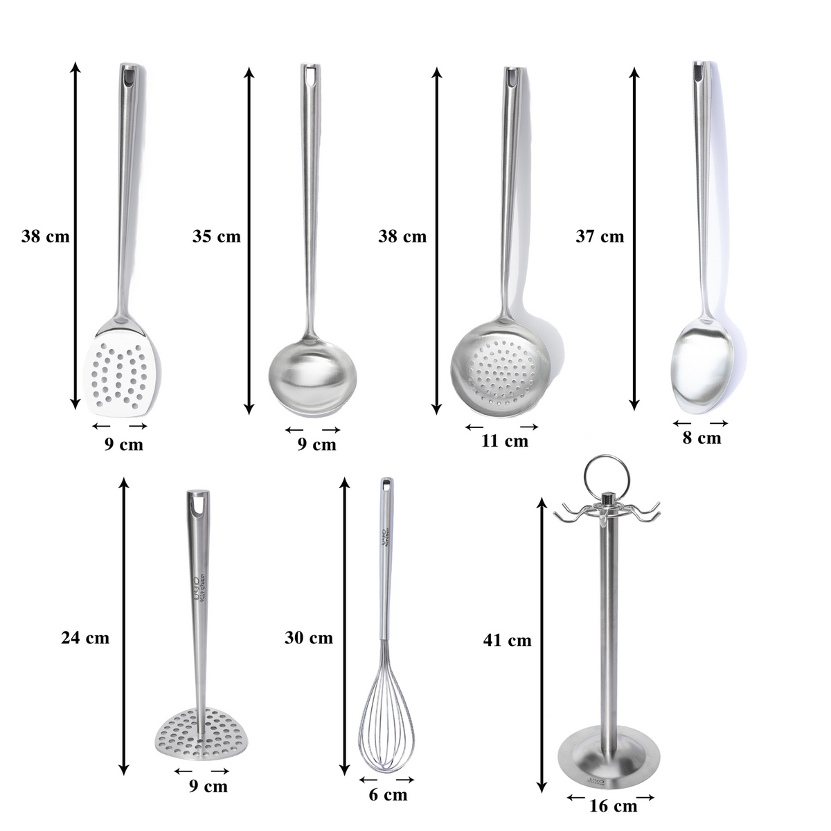 Utensilios UYO 7pzas, Acero Inoxidable – en uso